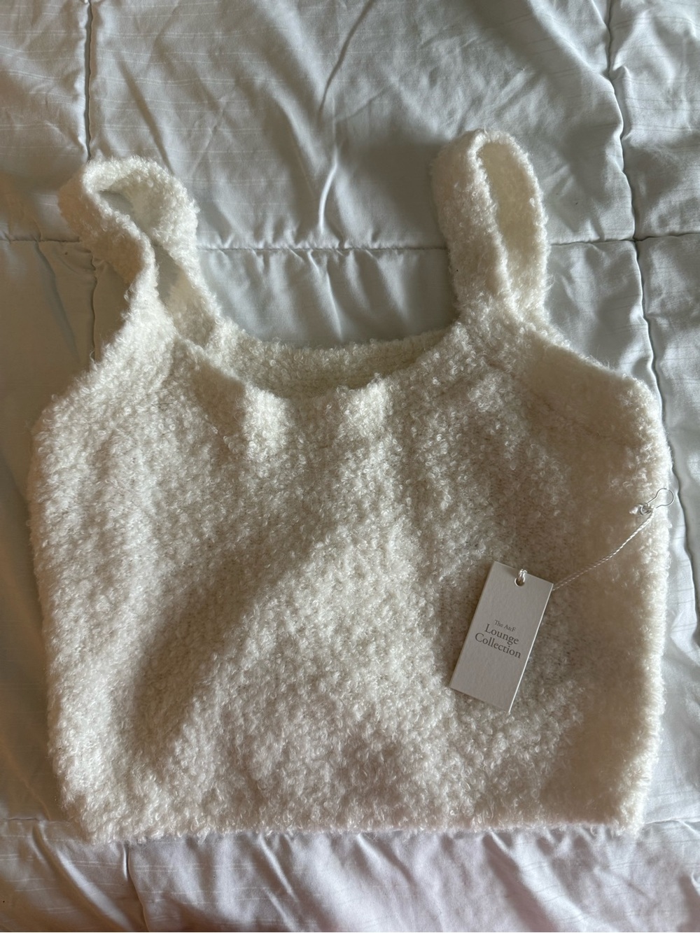 Abercrombie & Fitch Cream Bouclé V-Neck Tank Sweater